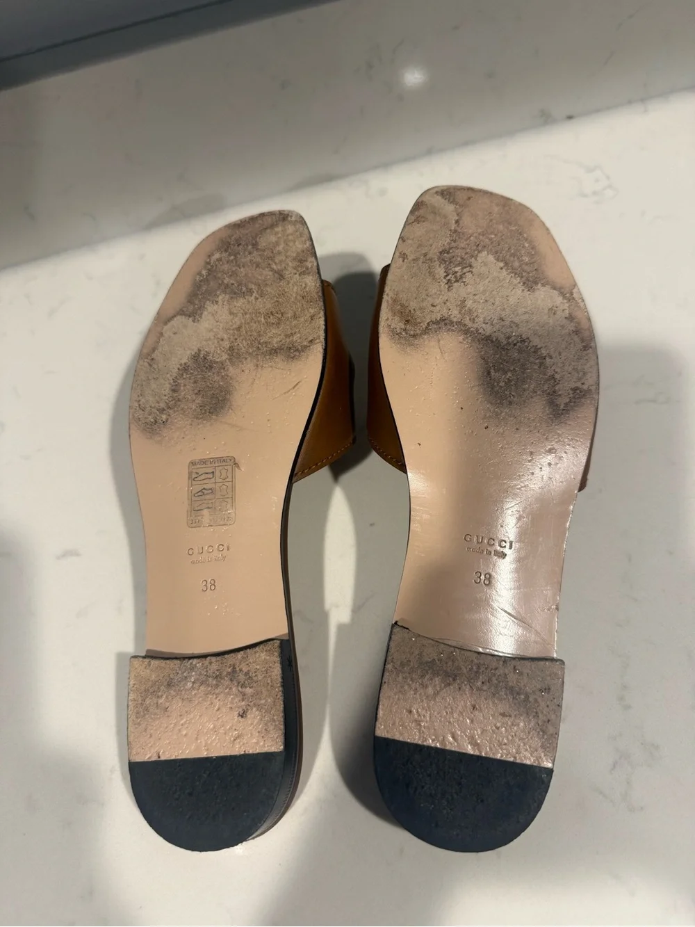 Gucci Brown Leather GG Cutout Slide Mules - Picture 3 of 4